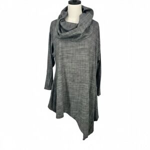 Bryn Walker Women's Gray Cowl Neck Asymmetric Dress Size M Lagenlook - CJ